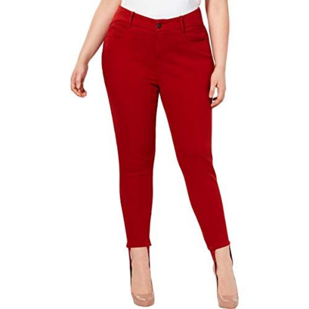 Plus Size Stirrup Skinny Ankle Jeans Fire Engine Wash 20W